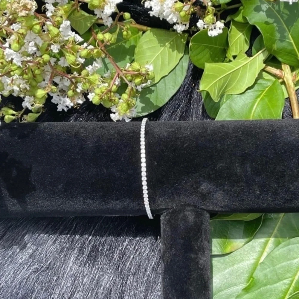 NWT Savvy Cie Sterling Silver Cubic Zirconia Box Tennis Bracelet